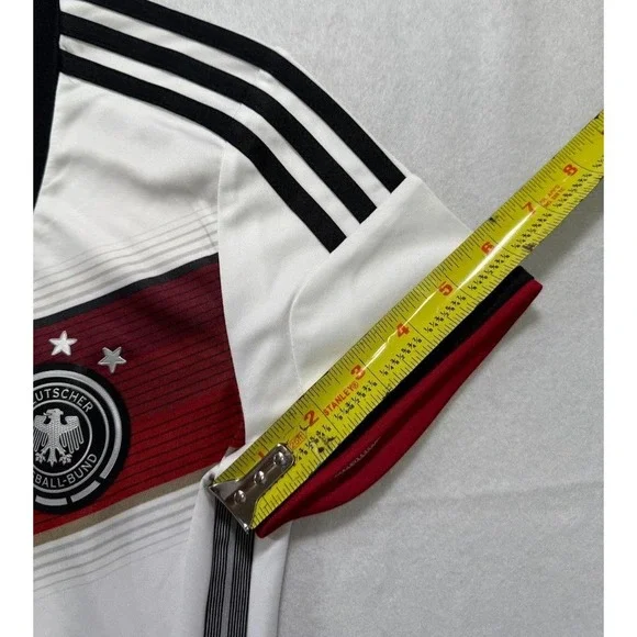 Adidas Shirt Deutscher Fussball-Bund Soccer Climacool Women Medium White V Neck - Picture 11 of 16